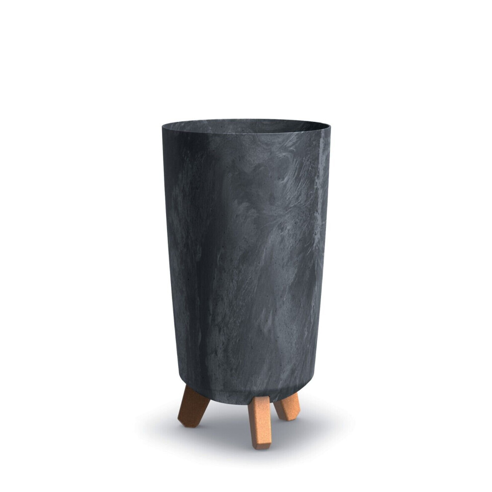 (200mm, Anthracite ) Tall Slim Concrete Look Plastic Planter Flower Soil Pot Indoor Outdoor With Legs