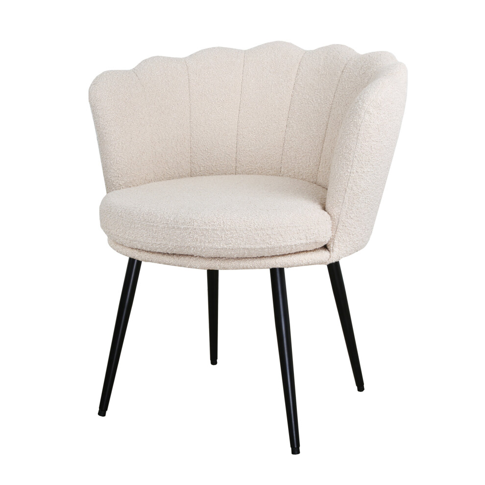 (Black) Flora - Boucle Armchair - Cream