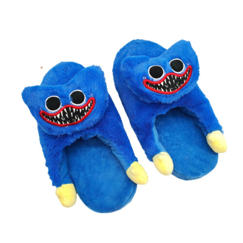 (Blue, Aldult) Stuffed Huggy Wuggy Plush Doll Slippers Adult Children Pink Blue
