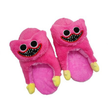 (Pink, Aldult) Stuffed Huggy Wuggy Plush Doll Slippers Adult Children Pink Blue