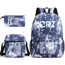 (Gray) CR7 3pcs Sets Backpack Mochila Kids Capacity Bags