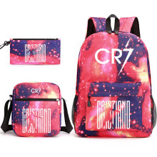 (Light Blue) CR7 3pcs Sets Backpack Mochila Kids Capacity Bags