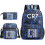 (Blue) CR7 3pcs Sets Backpack Mochila Kids Capacity Bags 1