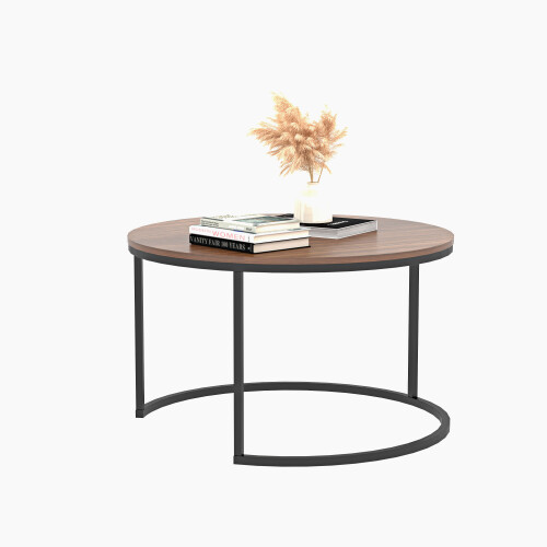 Nesting Coffee Tables Set of 2, Round Stacking Sofa Side Tables 1