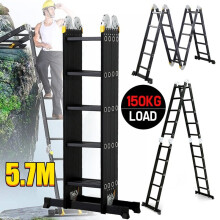 5.7M Aluminium Combination Folding Ladder Step 14 way Multi-Purpose