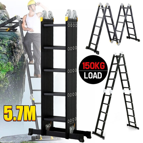 5.7M Aluminium Combination Folding Ladder Step 14 way Multi-Purpose