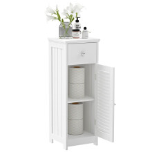 Wooden Bathroom Floor Cabinet Storage Unit W/ Drawer 2 Door 2 Shelves