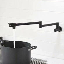 (Black) Stainless Steel Brushed Gold Pot Filler Faucet Commercial Wall Mount Kitchen Sink Faucet Folding Stretchable with Single Hole Two Handles