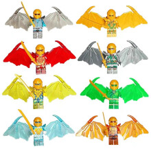 8Pcs Dragon Wings Flying Ninja Building Block Set Small Particle Assembly Toy Without Bottom Plate