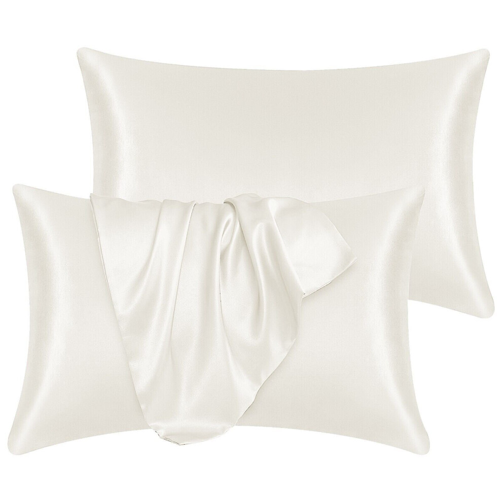(Lvory, 2 Pair (4x Cases)) Soft Satin Silk Pillow Case Luxury Hotel Quality Pillows Covers Home Decor Bedding