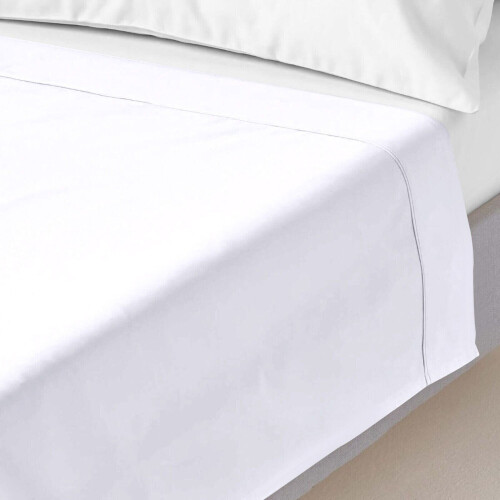 (King, White) 100% Egyptian Luxury Cotton Flat Bed Sheets Single Double King Size UK 1