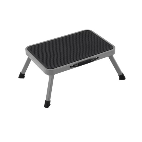 1 Step Portable Non-Slip Rubber Mat 4 Legs Metal Folding Stool