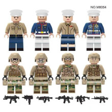 (A) 8PCS Navy Soldier Marine Warfighter Occupational Small Particle Building Block Toy Set
