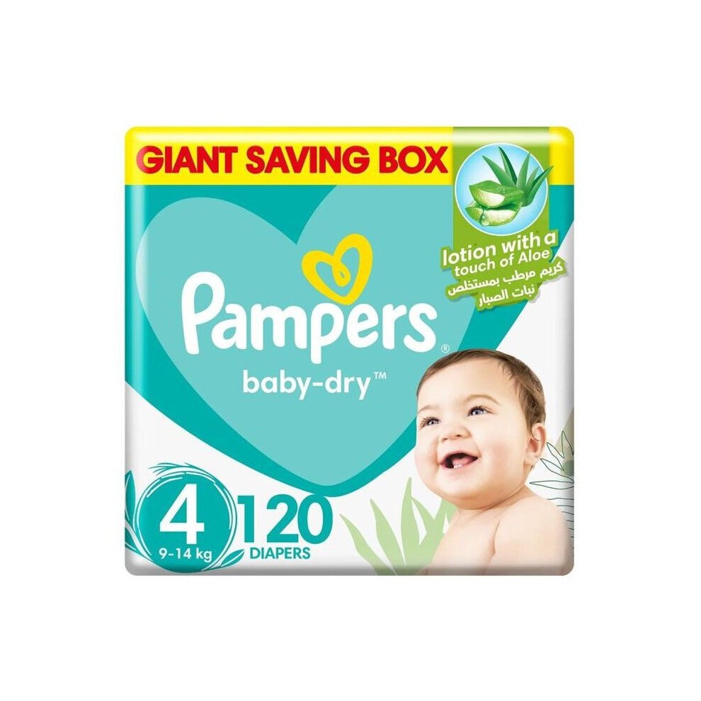 Pampers Baby-Dry Diaper With Aloe Vera Lotion, Size 4, 9-14Kg, Pack of 120's-image-OPC-PBQ5GMH-NEW