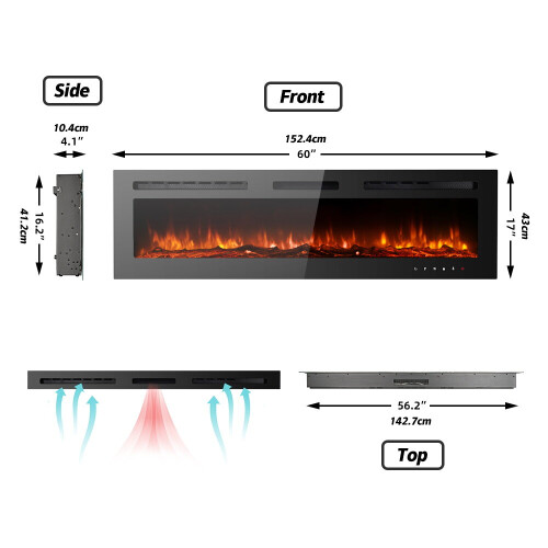 (153cm/60") Ultra-Thin Electric Fireplace Low Noise 1
