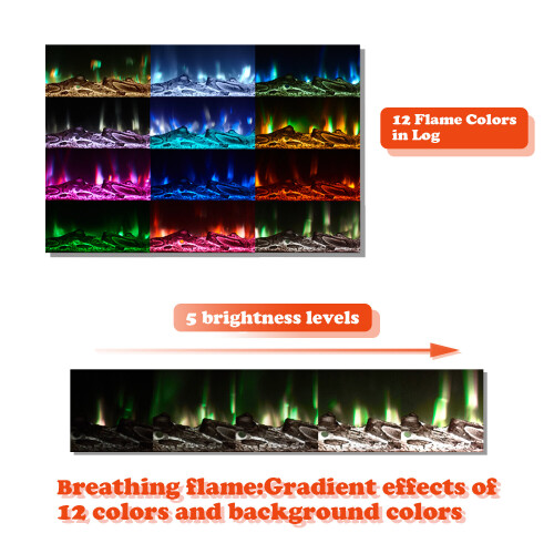 (102cm/40") Ultra-Thin Electric Fireplace Low Noise 2