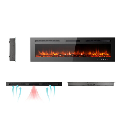 (153cm/60") Ultra-Thin Electric Fireplace Low Noise 2