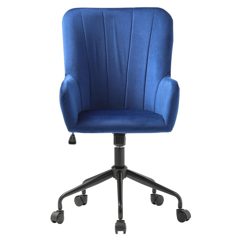 (Blue) High Quality Comfy and Sheen Velvet Upholstery Swivel Office Chair-image-OPC-PBQ5P7V-NEW