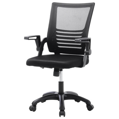 (Black) High Quality Mesh Back Special Ergonomic Office Chair With Folding Armrests 1