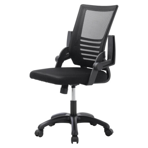 (Black) High Quality Mesh Back Special Ergonomic Office Chair With Folding Armrests 2