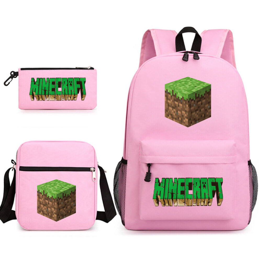 (PinkC) Backpack Lunch Bag Crossbody Bag Pencil Case School 3pcs Set Kids Gift