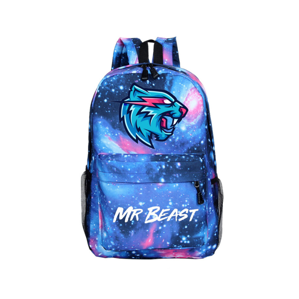 (Starry Blue B) Cat Mr Beast Backpack Kids Rucksack School Shoulder Bag Travel Handbag