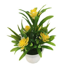(Yellow) Fake Flower Outdoor False Plants Flowers Artificial Garden Home Decor With Pot
