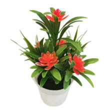 (Orange) Fake Flower Outdoor False Plants Flowers Artificial Garden Home Decor With Pot