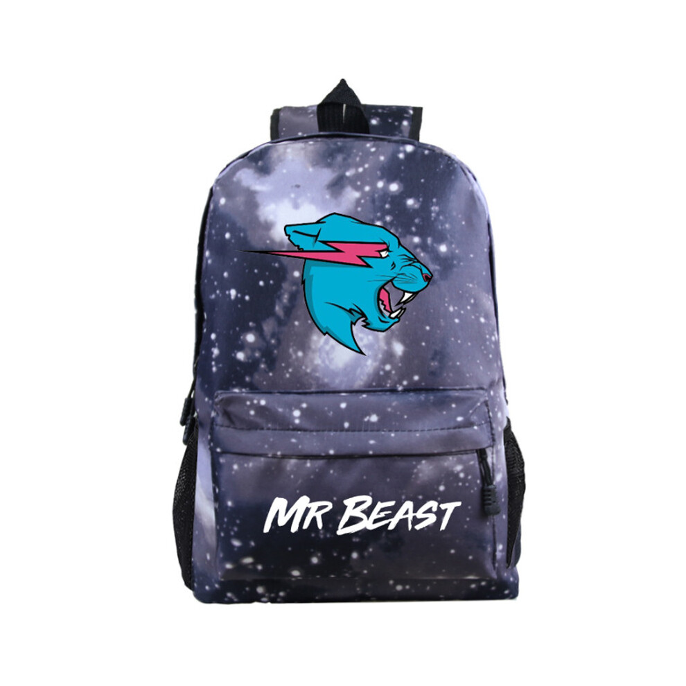 (Starry Grey A) Cat Mr Beast Backpack Kids Rucksack School Shoulder Bag Travel Handbag