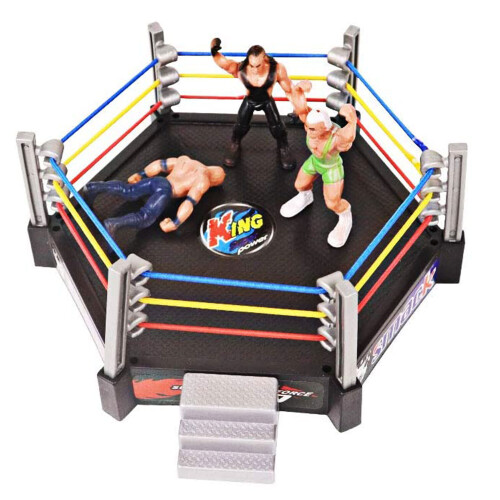 WWE SMACK - King Power Hexagonal Ring & x6 figurines de catch miniatures 1