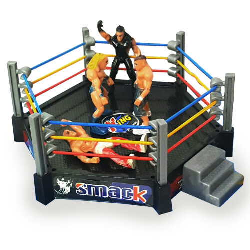 WWE SMACK - King Power Hexagonal Ring & x6 figurines de catch miniatures