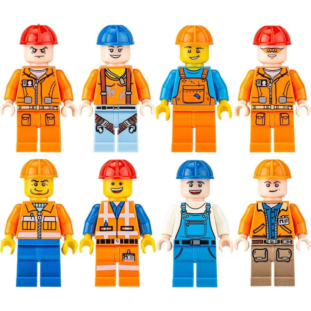 (Urban Engineer) 8pcs Urban people, engineers, police officers, firefighters, building block toys