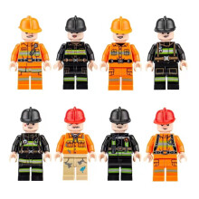 (Urban firefighters) 8pcs Urban people, engineers, police officers, firefighters, building block toys