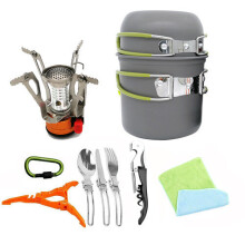 Outdoor Camping Hiking Cookware Set Cooking Picnic Bowl Pot Stove