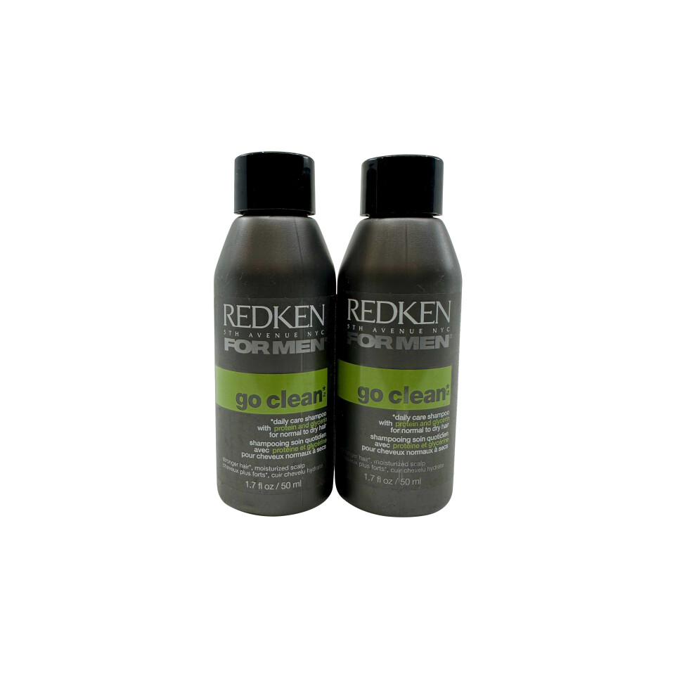 Redken For Men Go Clean Daily Care Shampoo 1.7 OZ Set of 2