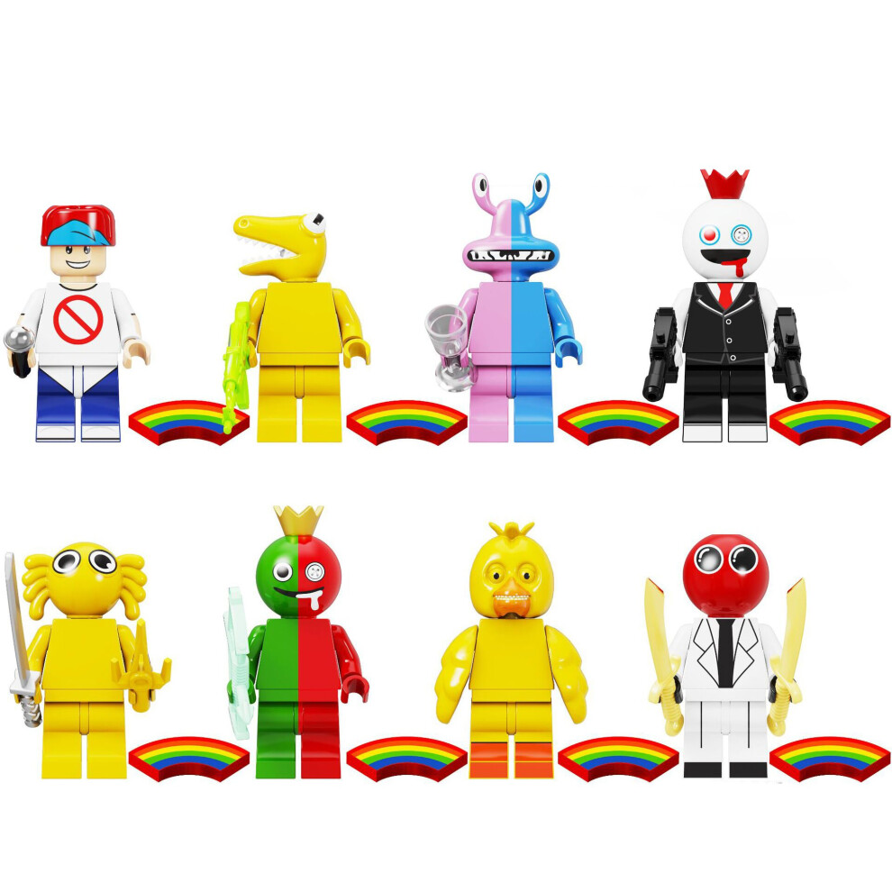 (Style A  8pcs) Rainbow Friend series model small particle children's assembled block toys fit lego