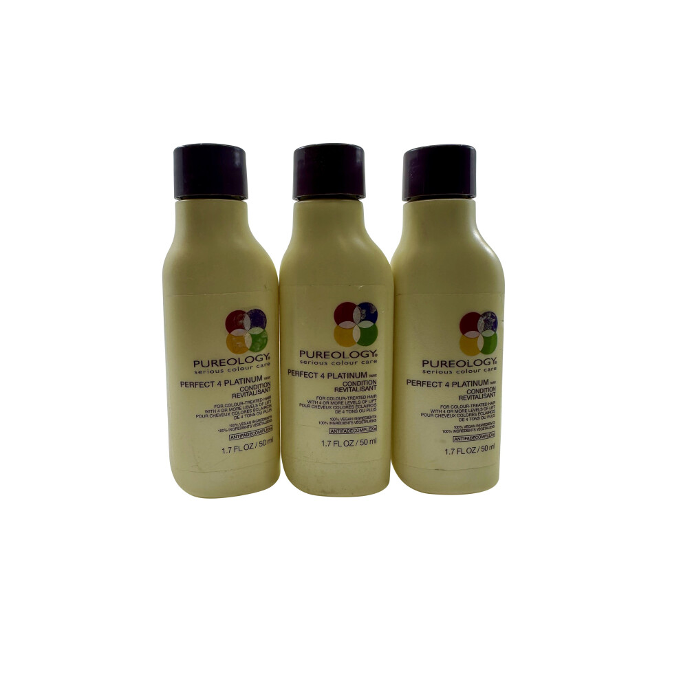 Pureology Perfect 4 Platinum Conditioner Color Treated Hair 1.7 OZ Set of 3