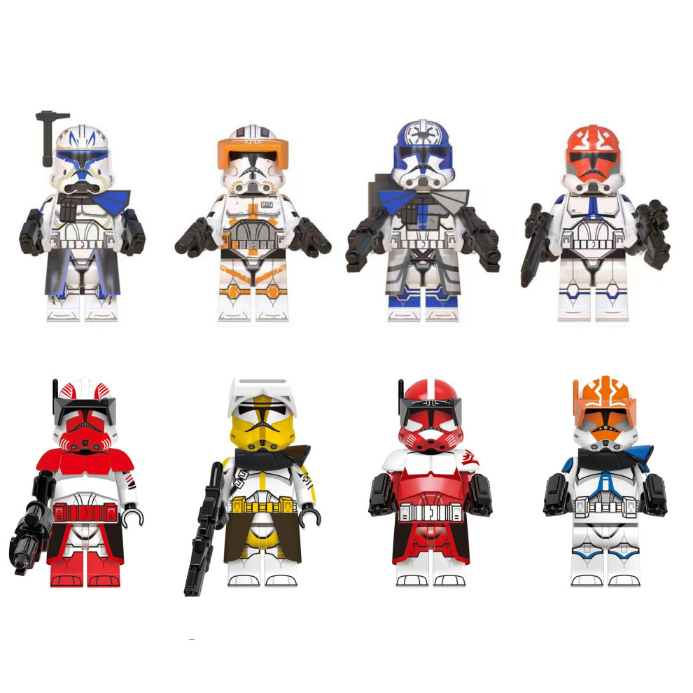 (Style D  8pcs) Star Wars Clone Trooper Cody Rex Commander Fit Lego Minifigures