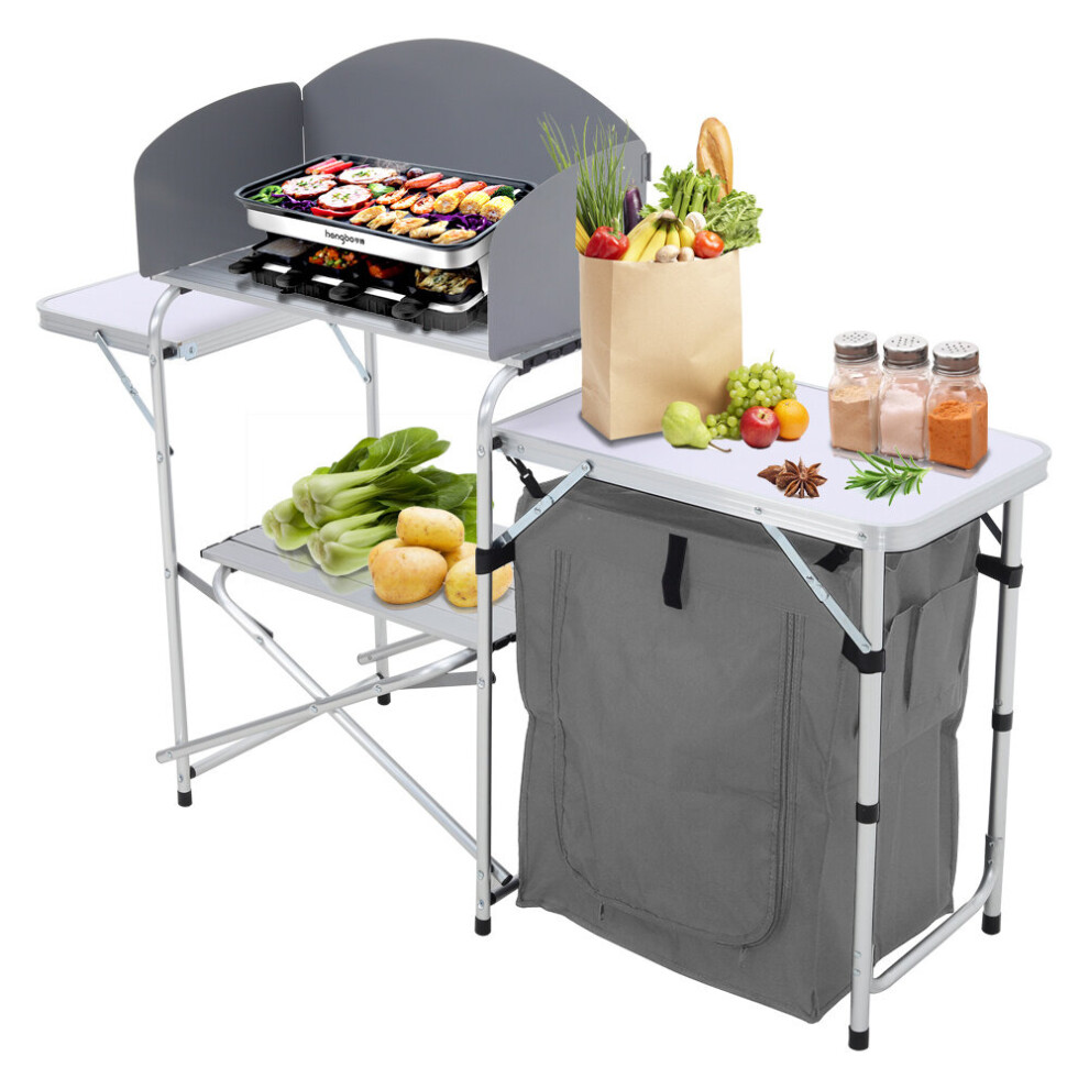 Portable Camping Kitchen Table Cupboard Outdoor Picnic Folding Storage Shelf Cabinet