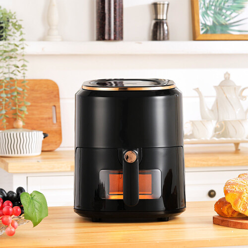 Living And Home (Black) 5L Digital Touchscreen Air Fryer Low Fat Oil Free Healthy Frying Cooker