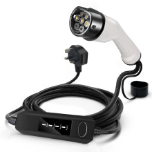 Type 2 EV Charger Cable with UK 3-Pin Plug, Portable 5m, 230V AC 13A, 3kW, IP65