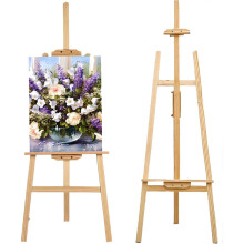 1.5M/59inch Studio Easel Wooden A-Frame Folding Pine Wood Artist Art Craft Adjustable Display Exhibition for Wedding Drawing Painting Holder