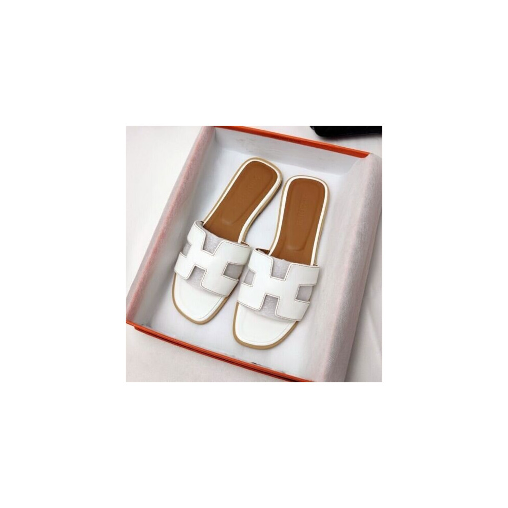 (  White,   UK 2) Womens Summer Sandals Beach Flat Female Slippers Outdoor Sandals Shoes Size