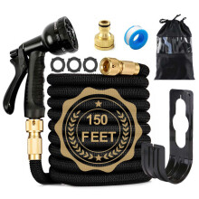 (150FT Hose+Spray Gun+Connector+Hanger) Heavy Duty Expandable Garden Hose Pipe Spray Gun Flexible Expanding Stretch Pipe