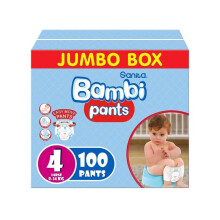 Sanita Bambi Easy Move Baby Diaper Pants, Size 4, Large For 8-14 Kg Baby, Jumbo Pack of 100's