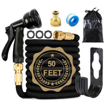 (50FT Hose+Spray Gun+Connector+Hanger) Heavy Duty Expandable Garden Hose Pipe Spray Gun Flexible Expanding Stretch Pipe