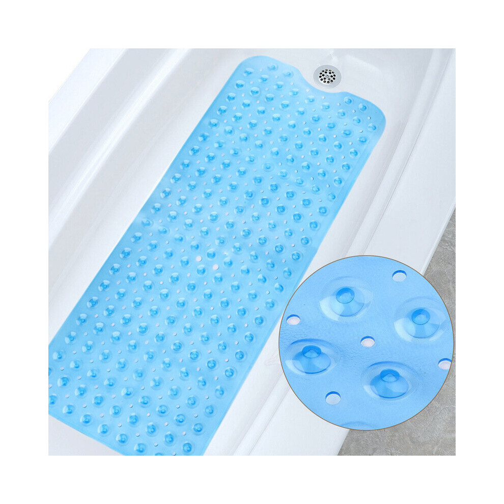 (Blue) 100*40cm Non Slip Bathtub Shower Mat Bathroom Mat