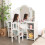 Casart 2-in-1 Kid Vanity Table Set Dressing Table w/ Mirror Makeup Table Set 4