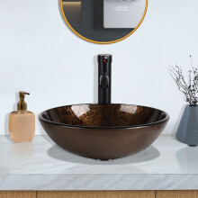 (Brown & Round) Bathroom Sink Basin Countertop Wash Bowl Basin UK