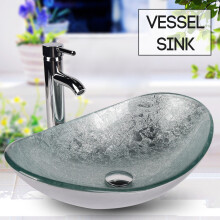 (Silver & Boat Shape) Bathroom Sink Basin Countertop Wash Bowl Basin UK